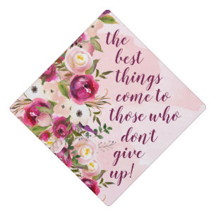 Toque De Diplômé Aquarelle florale rose et violet Inspiration 