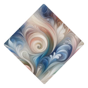 Toque De Diplômé Aquarelle Imaginaire Floral Pastel Bleu & Crème