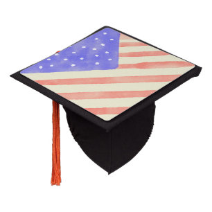 Toque De Diplômé Aquarelle rustique USA drapeau américain