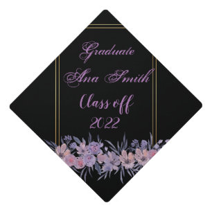 Toque De Diplômé Aquarelles fleurs violettes