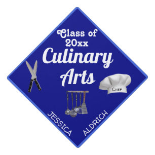 Toque De Diplômé Arts culinaires Royal Blue Graduation Cap Topper