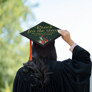 Toque De Diplômé Atteignez les Étoiles Florale Rouge Or Vert