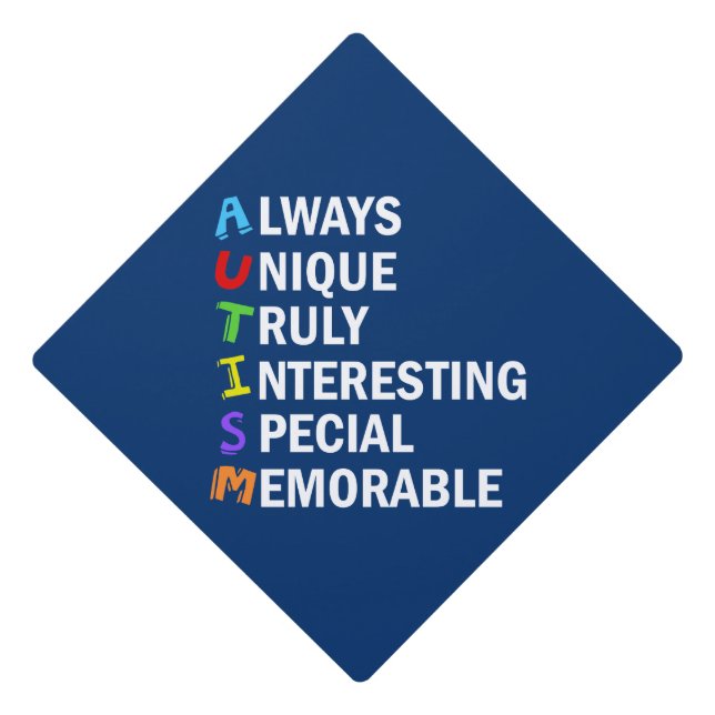 Toque De Diplômé Autisme Awesome Acrostique Bleu (Devant)