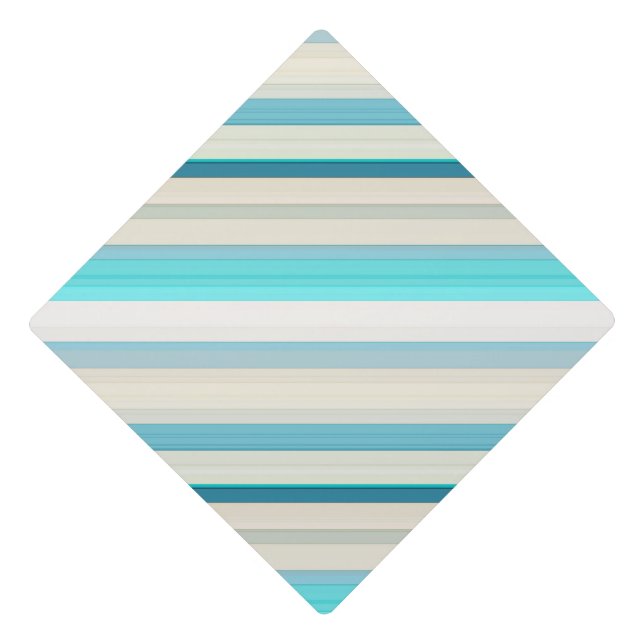 Toque De Diplômé Bandes blanches d'aqua mignonnes (Devant)