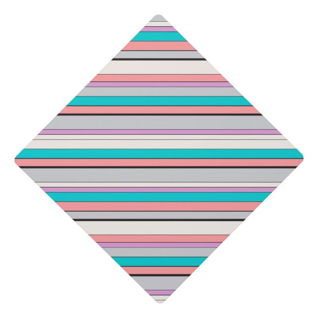 Toque De Diplômé Bandes d'aqua gris (Devant)