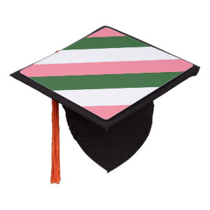 Toque De Diplômé Bandes roses, vertes et blanches