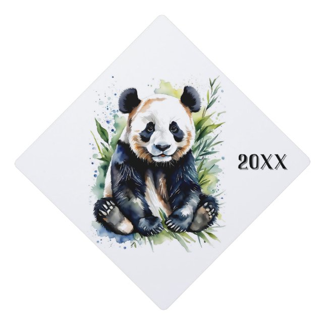 Toque De Diplômé Belle aquarelle Panda année d'ours (Devant)