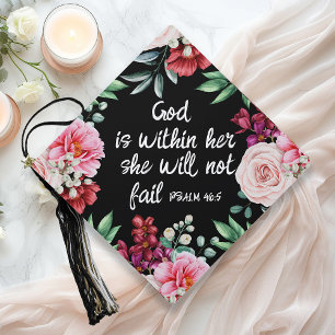 Toque De Diplômé Bible Verse Florale Bourguignon Rose