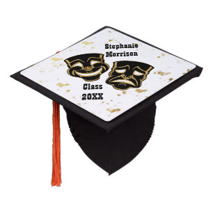 Toque De Diplômé Black Gold Parties scintillant Comédie et Tragédie