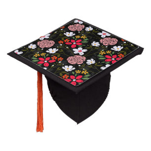 Toque De Diplômé Blancs de pinceau noir rose pâle