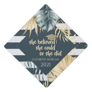 Toque De Diplômé Bleu de la marine Feuille de Palm