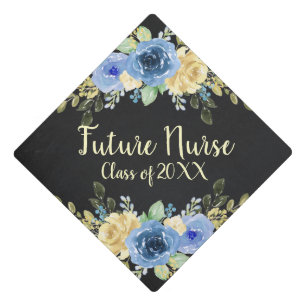 Toque De Diplômé Bleu Floral Rose Infirmière Graduation Tassel Top