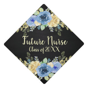Toque De Diplômé Bleu Floral Rose Infirmière Graduation Tassel Top