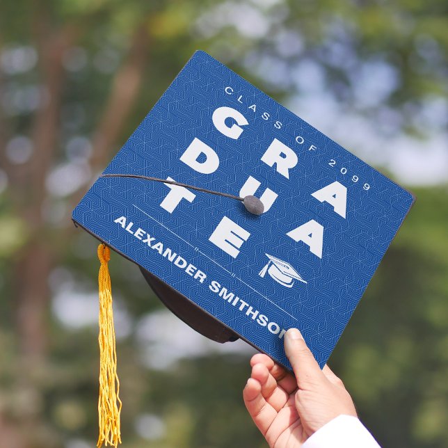 Toque De Diplômé Bleu Gras Lettres et Casquette (Créateur téléchargé)