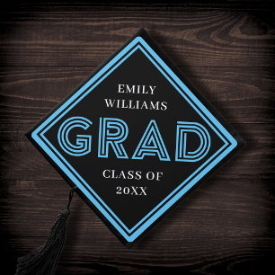Toque De Diplômé Bleu + Noir Type Grad