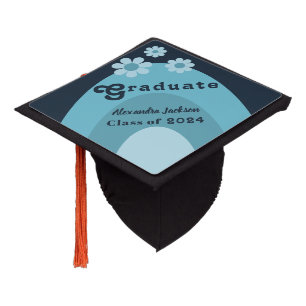 Toque De Diplômé Bleu Rétro Arch Nom de la promotion 2024 Bleu