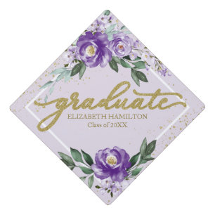 Toque De Diplômé Bouquet floral aquarelle lavande violette