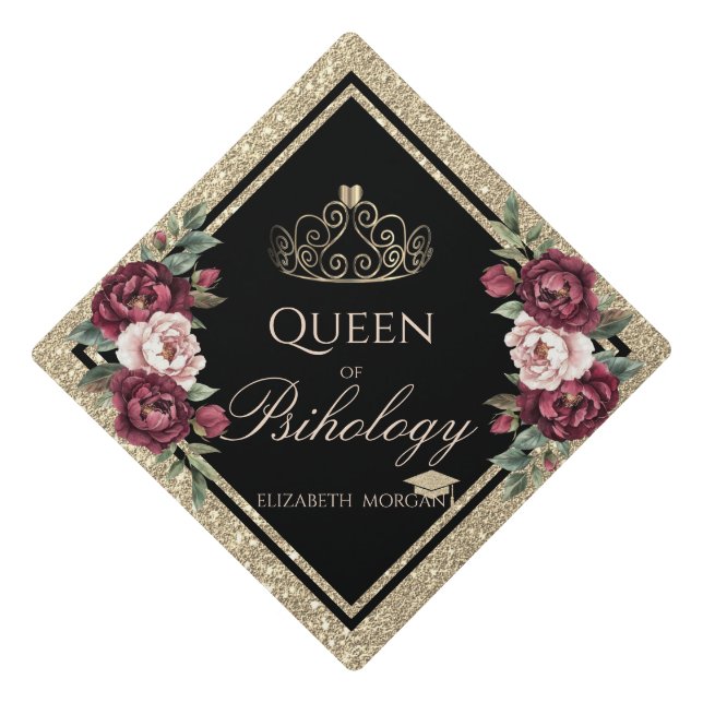Toque De Diplômé Bourgogne Rose Gold Tiara Parties scintillant Grad (Devant)