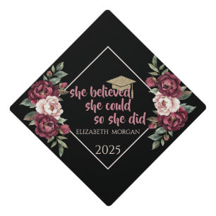 Toque De Diplômé Bourgogne Rose Parties scintillant Casquette diplô