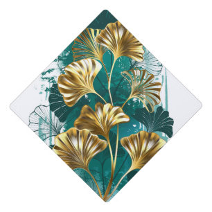 Toque De Diplômé Branche avec Feuilles d'or Ginko Biloba