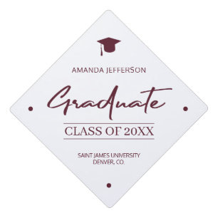 Toque De Diplômé Burgundy Rouge   Script décontracté année classe