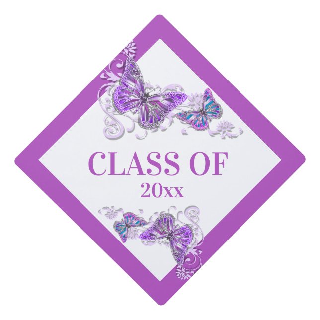 Toque De Diplômé Butterfly, classe de violet rose d'été (Devant)