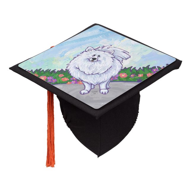 Toque De Diplômé Cadeaux et accessoires Poméraniens blancs (Incliné)