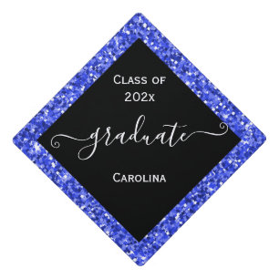 Toque De Diplômé Cadre bleu étincelant