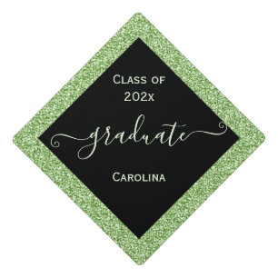 Toque De Diplômé Cadre de Parties scintillant verte