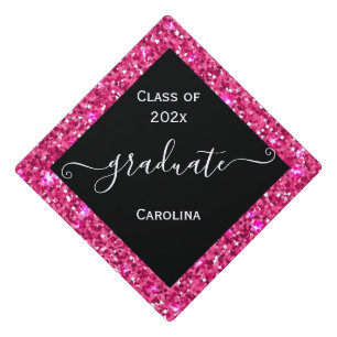 Toque De Diplômé Cadre rose étincelant