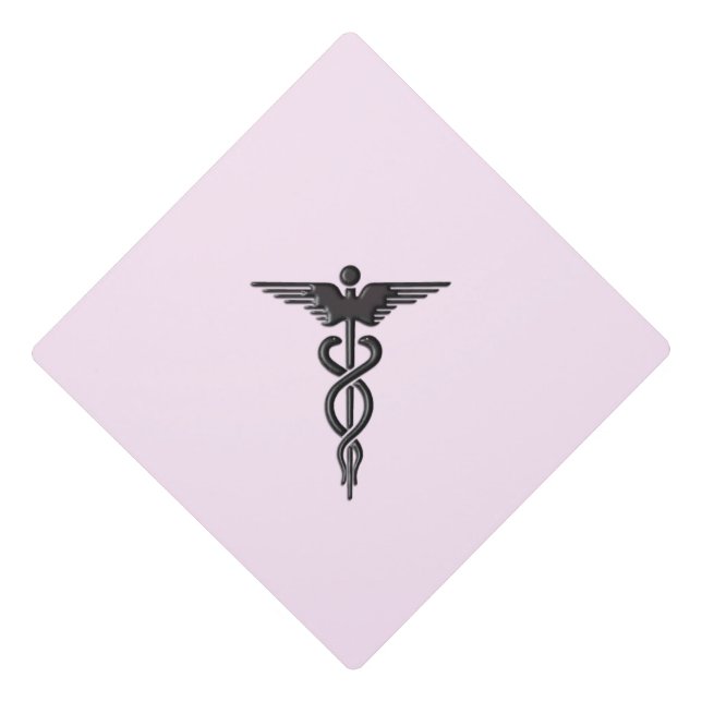 Toque De Diplômé Caducée Médicale rose (Devant)