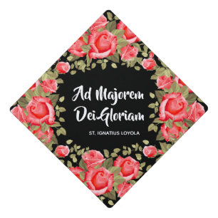 Toque De Diplômé Calligraphie florale religieuse catholique de St