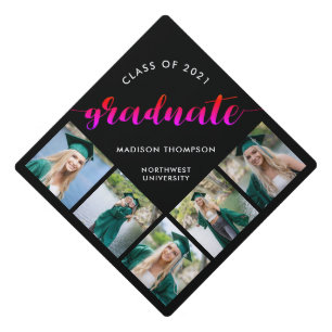 Toque De Diplômé Calligraphie rose moderne Photo personnalisée