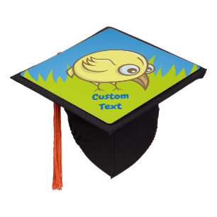 Toque De Diplômé Caricature d'oiseau jaune capuchon de graduation