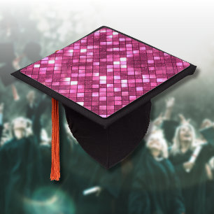 Toque De Diplômé Carré de style disco rose chaud tendance pour la S