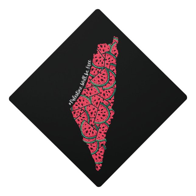Toque De Diplômé Carte de Palestine remplie de pastèques | Palestin (Devant)