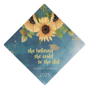 Toque De Diplômé Casquette de diplômé à paillettes Tournesols éléga