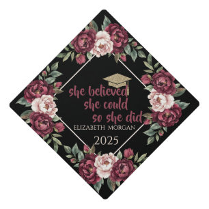 Toque De Diplômé Casquette de diplômé pailletée aux roses de Bourgo