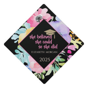 Toque De Diplômé Casquette de diplômé pailletée, Fleurs printanière