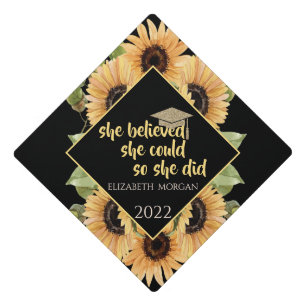 Toque De Diplômé Casquette de diplômé Tournesols Brillant