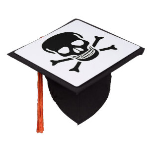 Toque De Diplômé Casquette de graduation blanche du crâne noir