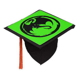Toque De Diplômé Casquette de graduation verte Dragon noir