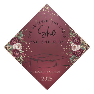 Toque De Diplômé Casquette de remise de diplôme Fleurs Bourgogne El