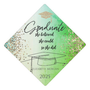 Toque De Diplômé Casquette diplômé de Parties scintillant d'or, Dot