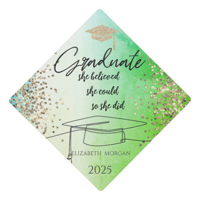 Toque De Diplômé Casquette diplômé de Parties scintillant d'or, Dot (Devant)