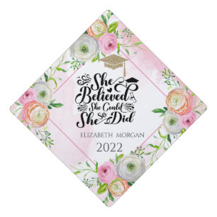 Toque De Diplômé Casquette diplômé, Fleurs chic Graduation Graduati