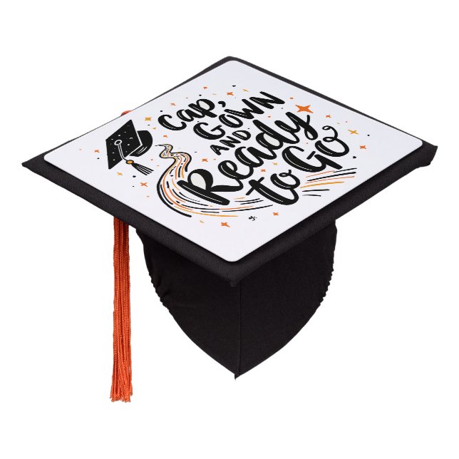 Toque De Diplômé Casquette, Gown et Ready to Go (Incliné)