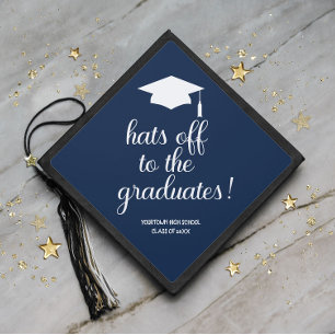 Toque De Diplômé Casquettes de la Marine Bleu Blanc Bleu Cap Gradua