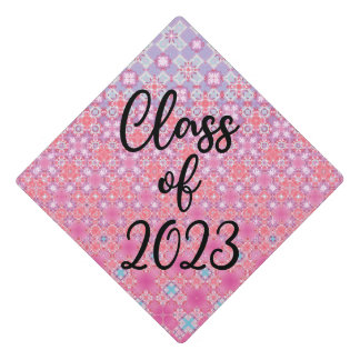 Toque De Diplômé Catégorie de 2023 Géométrie violette et rose