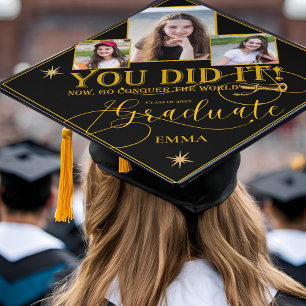 Toque De Diplômé Catégorie Noir et Or De 2025 Vous L'Avez Fait Cite